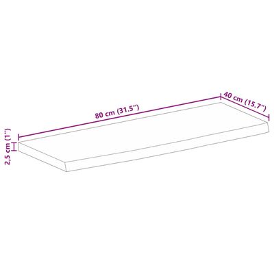 vidaXL Bordplate 80x40x2,5 cm naturlig kant grovt heltre mangotre