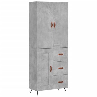 vidaXL Highboard betonggrå 69,5x34x180 cm konstruert tre