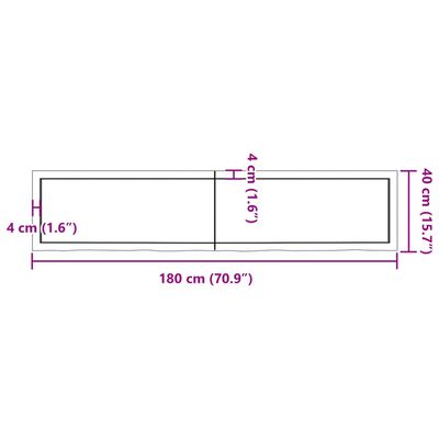 vidaXL Benkeplate til bad lysebrun 180x40x(2-4) cm behandlet heltre