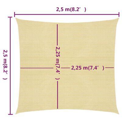 vidaXL Solseil 160 g/m² beige 2,5x2,5 m HDPE