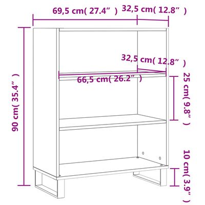 vidaXL Hylle røkt eik 69,5x32,5x90 cm konstruert tre