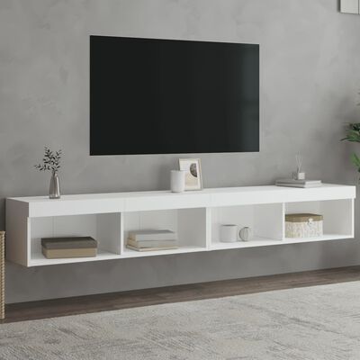 vidaXL TV-benker med LED-lys 2 stk hvit 100x30x30 cm