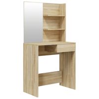 vidaXL Sminkebord med speil sonoma eik MDF 74,5x40x141 cm