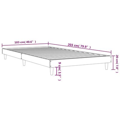 vidaXL Sengeramme uten madrass sonoma eik 100x200 cm konstruert tre