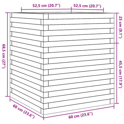 vidaXL Plantekasse 60x60x68,5 cm impregnert furu