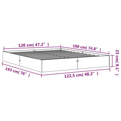 vidaXL Sengeramme uten madrass voksbrun 120x190 cm heltre furu