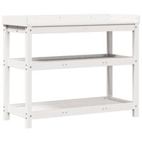 vidaXL Pottebord med hyller hvit 108x45x86,5 cm heltre furu