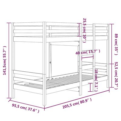 vidaXL Køyeseng uten madrass 90x200 cm heltre furu