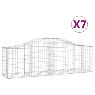 vidaXL Gabionkurver buede 7 stk 200x50x60/80 cm galvanisert jern