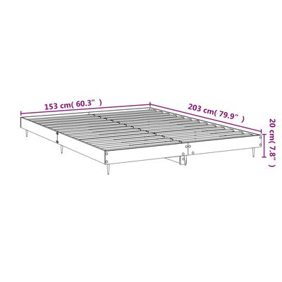 vidaXL Sengeramme uten madrass røkt eik 150x200 cm konstruert tre