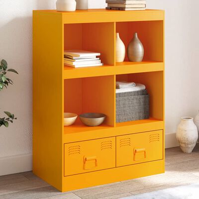 vidaXL Highboard sennepsgul 67x39x95 cm stål