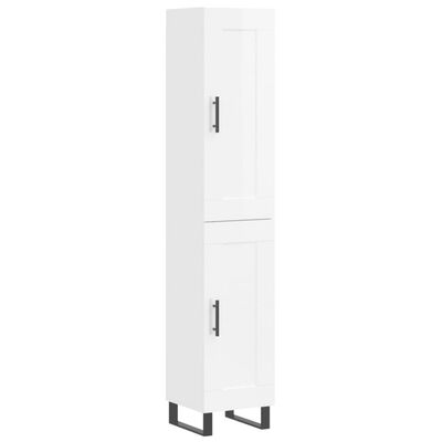 vidaXL Highboard høyglans hvit 34,5x34x180 cm konstruert tre