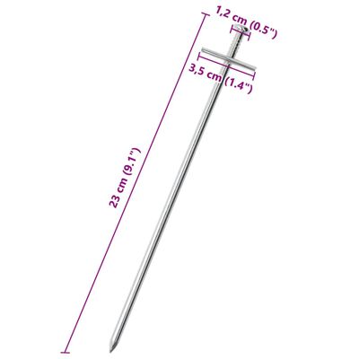 vidaXL Teltplugger 24 stk 23 cm Ø6 mm galvanisert stål