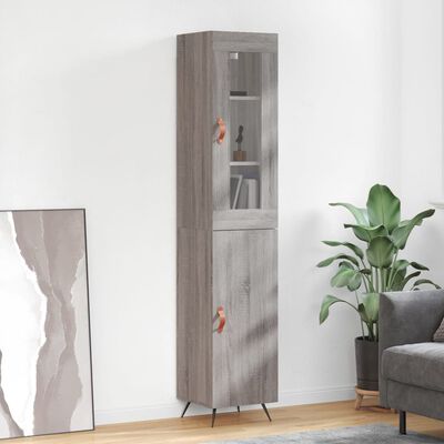 vidaXL Highboard grå sonoma 34,5x34x180 cm konstruert tre