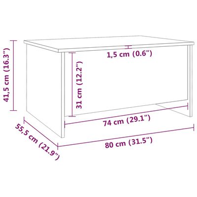 vidaXL Salongbord høyglans hvit 80x55,5x41,5 cm konstruert tre