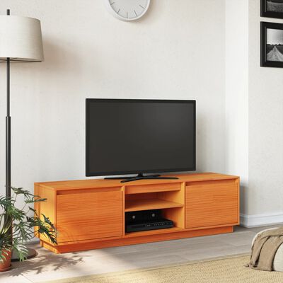 vidaXL TV-benk voksbrun 140x35x40 cm heltre furu