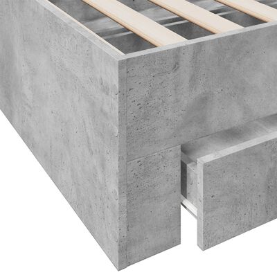 vidaXL Sengeramme med skuffer betonggrå 75x190 cm konstruert tre