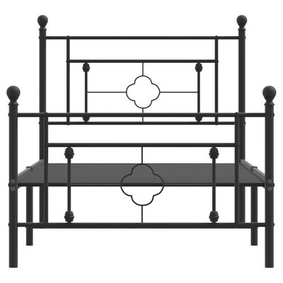 vidaXL Sengeramme i metall med hode- og fotgavl svart 90x200 cm