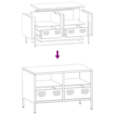 vidaXL TV-benk svart 68x39x43,5 cm kaldvalset stål