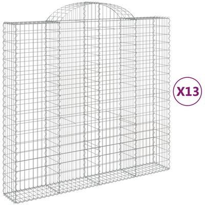 vidaXL Gabionkurver buede 13 stk 200x50x180/200 cm galvanisert jern