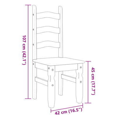 vidaXL Spisestoler 2 stk Corona grå 42x47x107 cm heltre furu