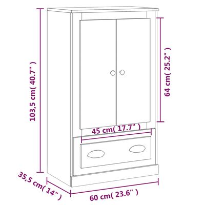 vidaXL Highboard røkt eik 60x35,5x103,5 cm konstruert tre