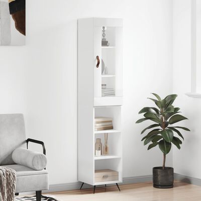 vidaXL Highboard høyglans hvit 34,5x34x180 cm konstruert tre