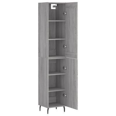 vidaXL Highboard grå sonoma 34,5x34x180 cm konstruert tre