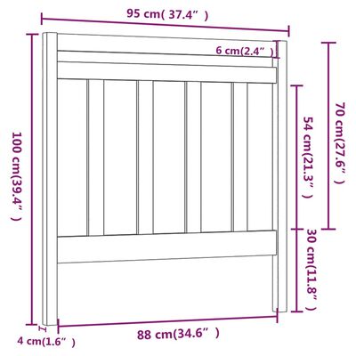 vidaXL Sengegavl hvit 95x4x100 cm heltre furu