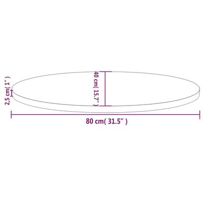 vidaXL Bordplate 80x40x2,5 cm heltre furu oval