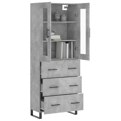 vidaXL Highboard betonggrå 69,5x34x180 cm konstruert tre