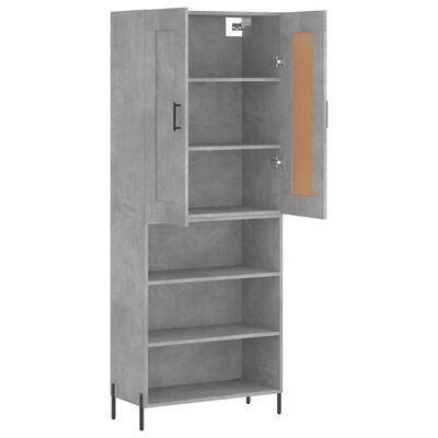 vidaXL Highboard betonggrå 69,5x34x180 cm konstruert tre