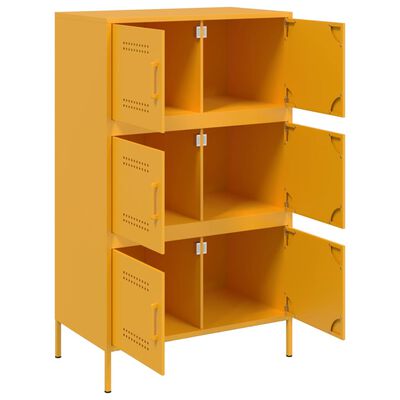 vidaXL Highboard sennepsgul 68x39x113 cm stål