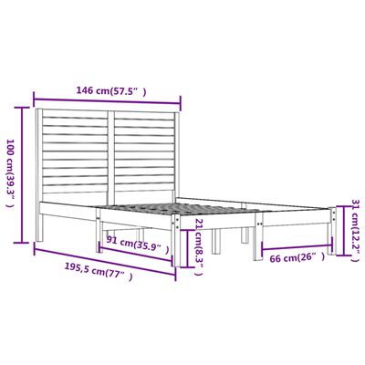 vidaXL Sengeramme svart heltre 140x190 cm