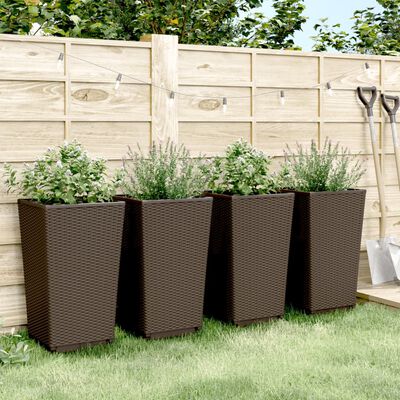 vidaXL Plantekasser 4 stk brun 32,5x32,5x57 cm PP