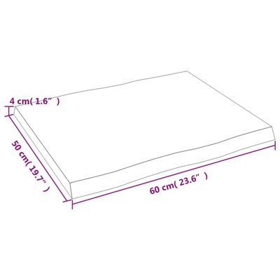 vidaXL Bordplate mørkebrun60x50x(2-4)cm behandlet heltre naturlig kant