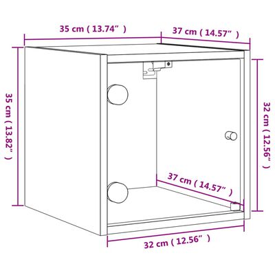 vidaXL Nattskap med glassdører brun eik 35x37x35 cm