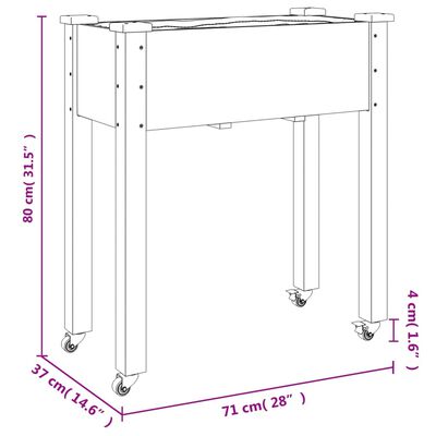 vidaXL Plantekasse med foring 71x37x80 cm heltre gran