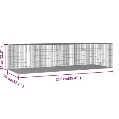 vidaXL Kaninbur med 4 paneler 217x79x54 cm galvanisert jern