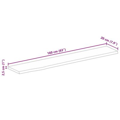 vidaXL Bordplate med naturlig kant 160x20x2,5 cm heltre mango