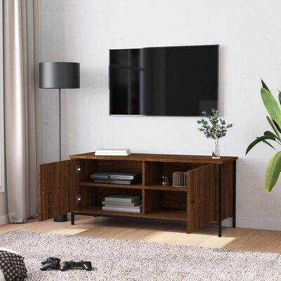 vidaXL TV-benk med dører brun eik 102x35x45 cm konstruert tre