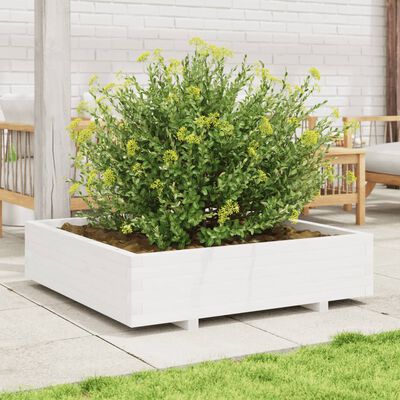 vidaXL Plantekasse hvit 100x100x26,5 cm heltre furu