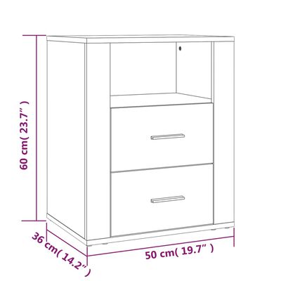 vidaXL Nattbord betonggrå 50x36x60 cm konstruert tre