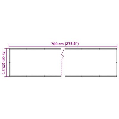 vidaXL Balkongskjerm grå 700x75 cm PVC