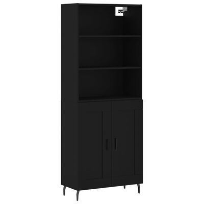 vidaXL Highboard svart 69,5x34x180 cm konstruert tre