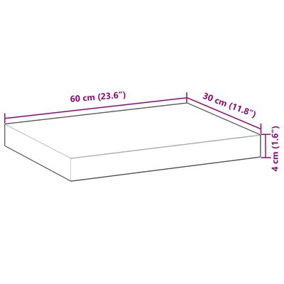 vidaXL Flytende hyller 2 stk 60x30x4 cm ubehandlet heltre akasie