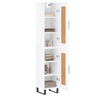 vidaXL Highboard høyglans hvit 34,5x34x180 cm konstruert tre