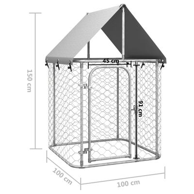 vidaXL Utendørs hundegård med tak 100x100x150 cm