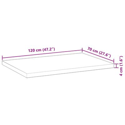 vidaXL Bordplate ubehandlet 120x70x4 cm heltre akasie