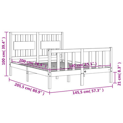 vidaXL Sengeramme med hodegavl 140x200 cm heltre